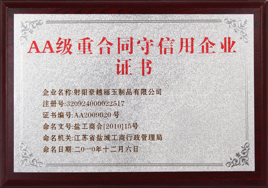 AA级重合同守信用企业